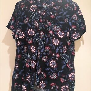 Express Black Floral Blouse